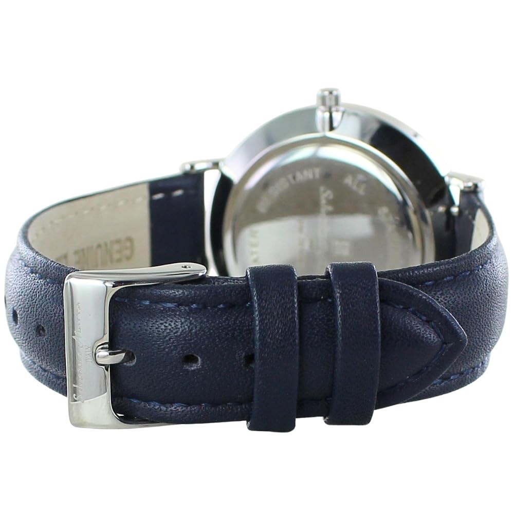Salvatore Marra Sun and Moon Slim Quartz Leather Belt Men's Watch No.4 Navy