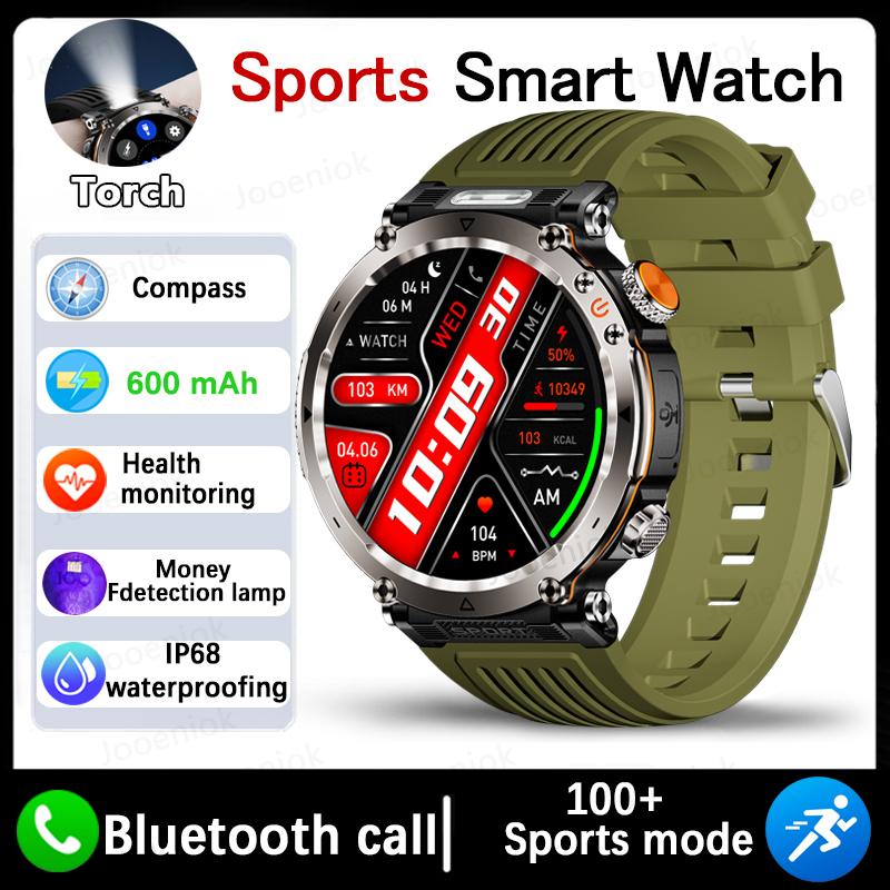 

New Outdoor Sports Smart Watch Men 1.7 inch 600 mAh Battery IP68 Waterproof Watches BT Calling with LED Flashlight Smartwatch 1.7 inch screen