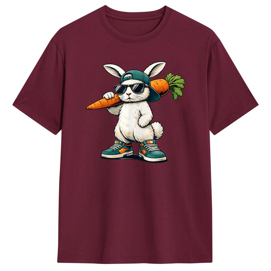 Funny Easter Bunny with Carrot Rabbit T Shirts for Unisex 100 Cotton Funny TShirt O Neck Tees Short Sleeve Clothes Summer