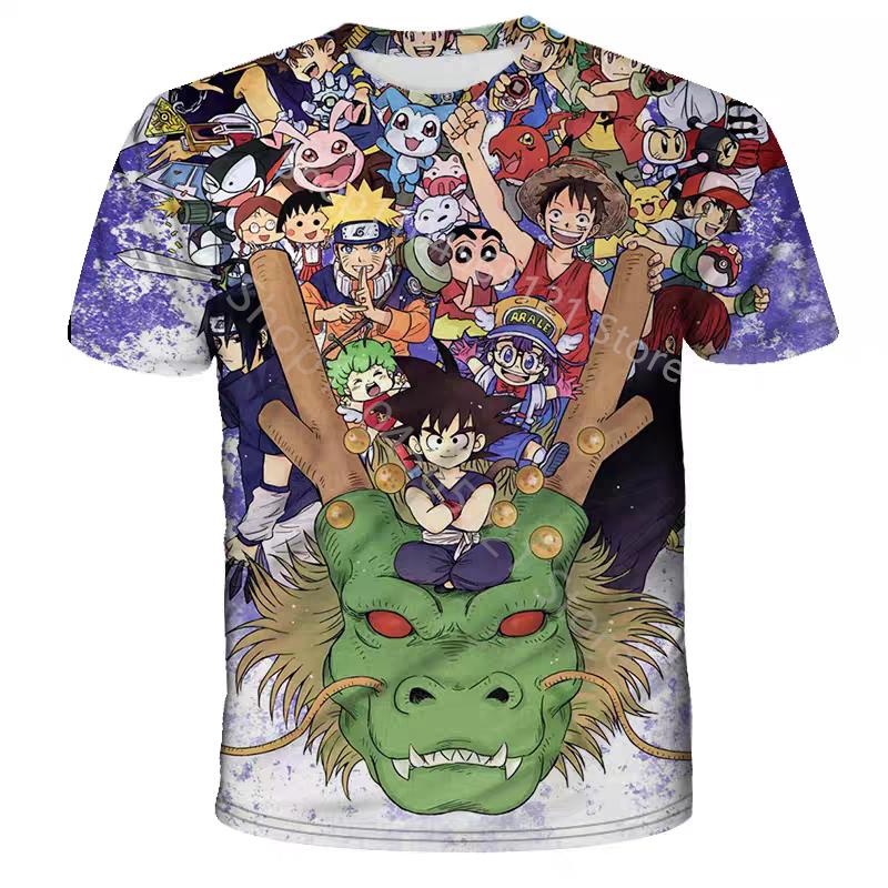 

2026 Anime Dragon Ball Goku Print T Shirts Cartoon Shirt Summer Breathable T-shirt and Comfortable T-shirts Mens Clothes Tops XXS