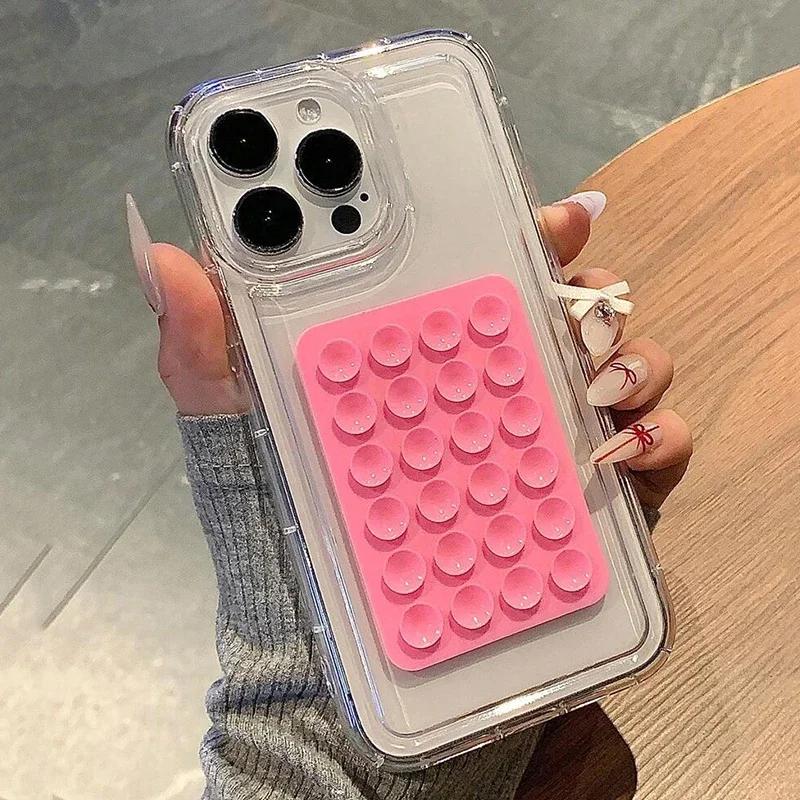 3D Suction Cup Airbag Phone Case For iPhone 17 16 15 14 13 12 11 Pro Max XR X XS 7 8 Plus SE Transparent Shockproof Bumper Cover