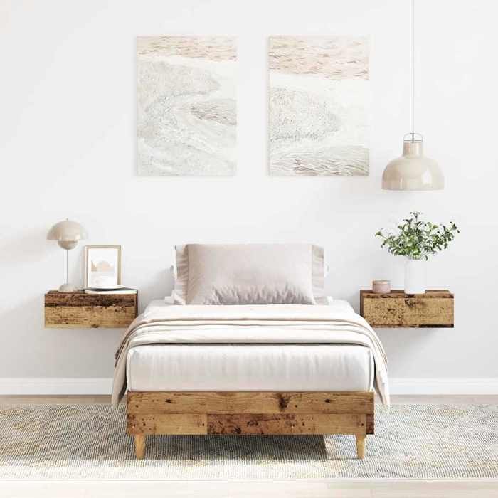 VidaXL Cadre de lit sans matelas vieux bois 75x190 cm bois ingénierie, meuble de chambre à coucher, sommier, lit simple, 861100