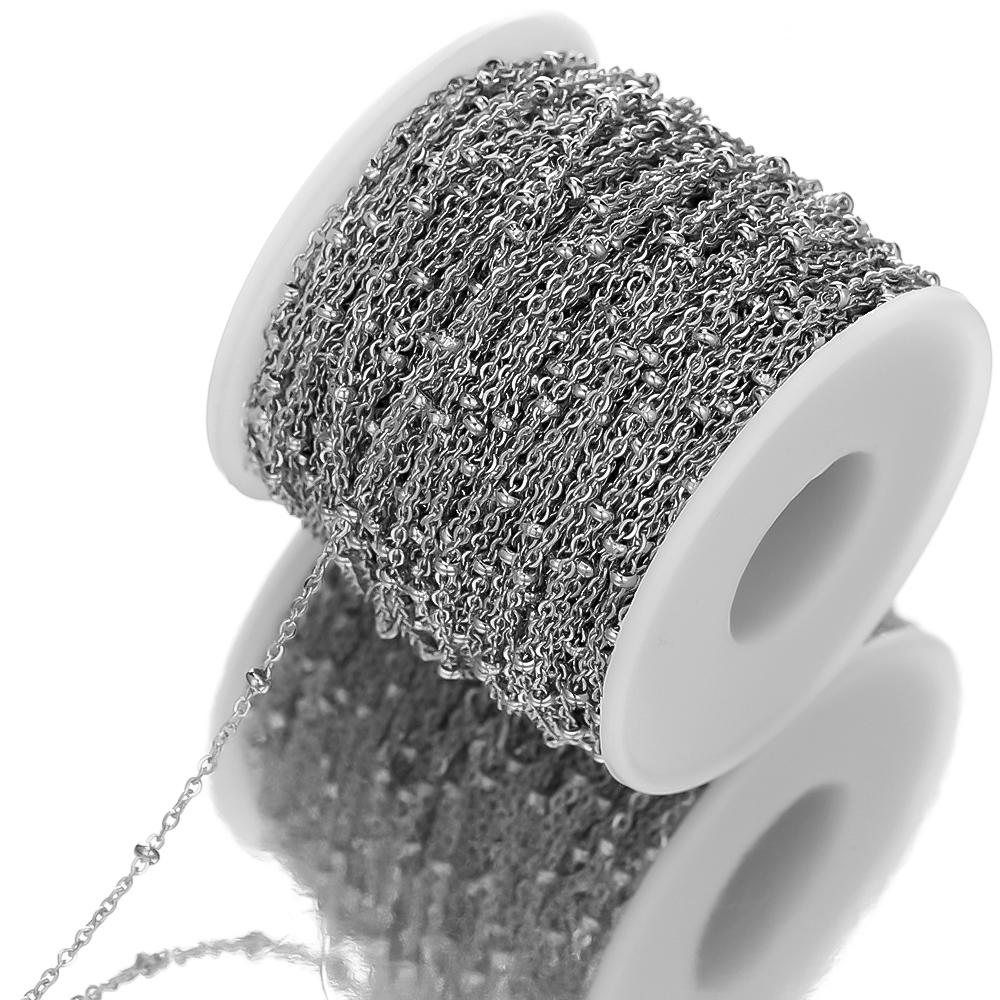2 Meters Stainless Steel Cable Link Clip Beads Chains for DIY Necklace Making Chokers Findings Bracelet Components Body Chains