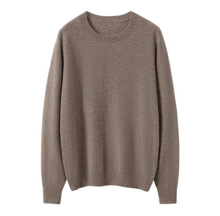 Women's 100% Pure Cashmere Round Neck Sweater - Loose Fit, Solid Color, Long Sleeve, Autumn/Winter Base Layer (170G)