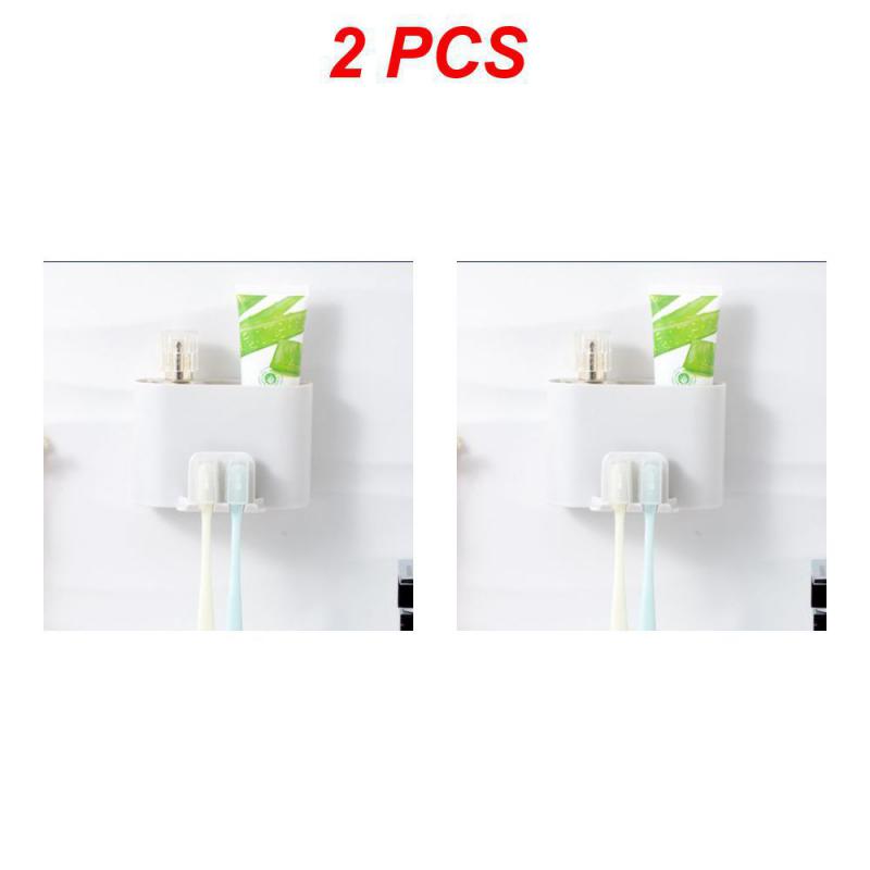Toothbrush Holder Punch-free Wall-mounted Toothbrush Holder Shaver Toothpaste Mouthwash Cup Storage Rack Bathroom Accessories