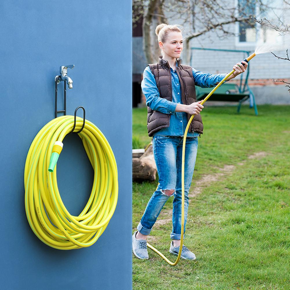 

Hose Storage Rack Home Wall Mount Outdoor Garden Water Pipe Organizer Metal Hanger Black