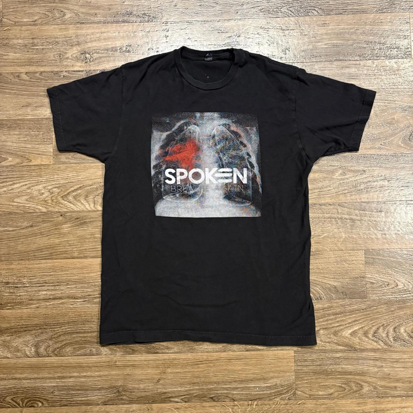 

2015 Spoken Band Breathe Again Album Cover T Shirt Black Graphic Tee Hard Rock M 2XL