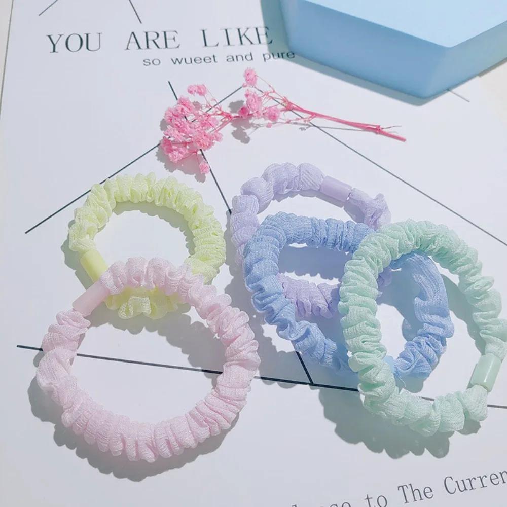 Candy Color Wrinkle Hair Band Korean High Elastic Silk Headband Ponytail Small Intestine Loop Cream Rubber Band