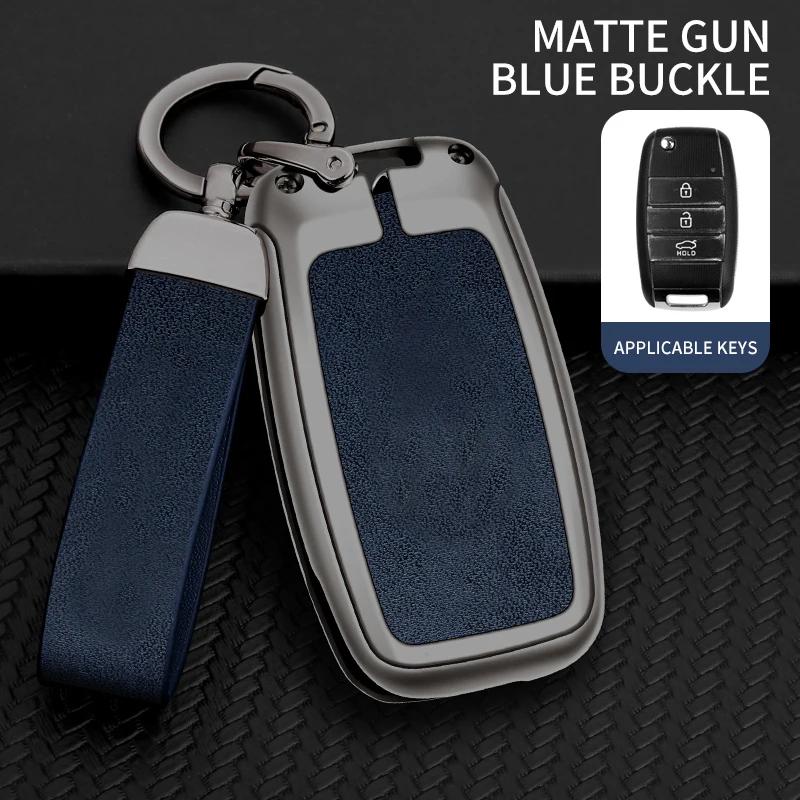 Zinc Alloy Leather Car Key Case Cover Shell For Kia Carens Ceed Rio 3 Sportage Optima Sorento Cerato Soul Forte Seltos Sid K2 K3