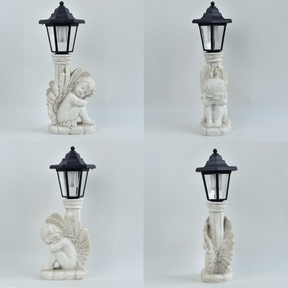 Antique Roman Column Knee Angel Solar Outdoor Light Courtyard Ornament Light For Outdoor Garden Decoration