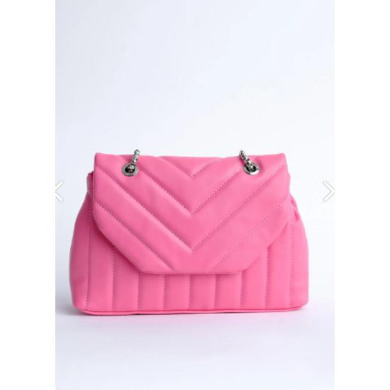 Damen gesteppte Umhängetasche mit Nahtdetails Rosa ( Fuchsie