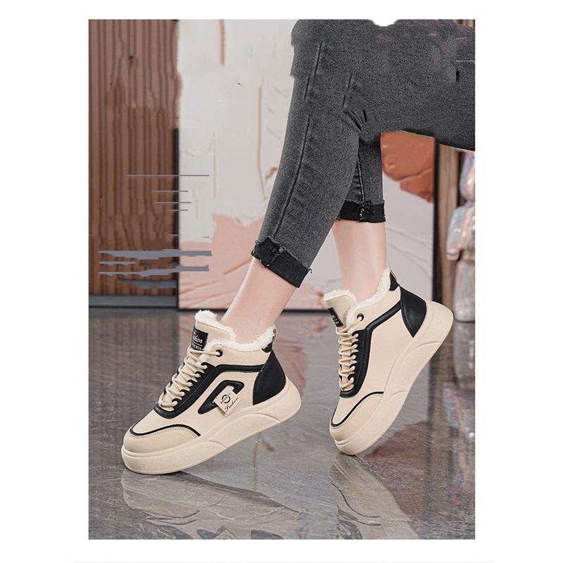 Women's Winter High Top And Thick Velvet Warm Casual Sports Cotton Shoes