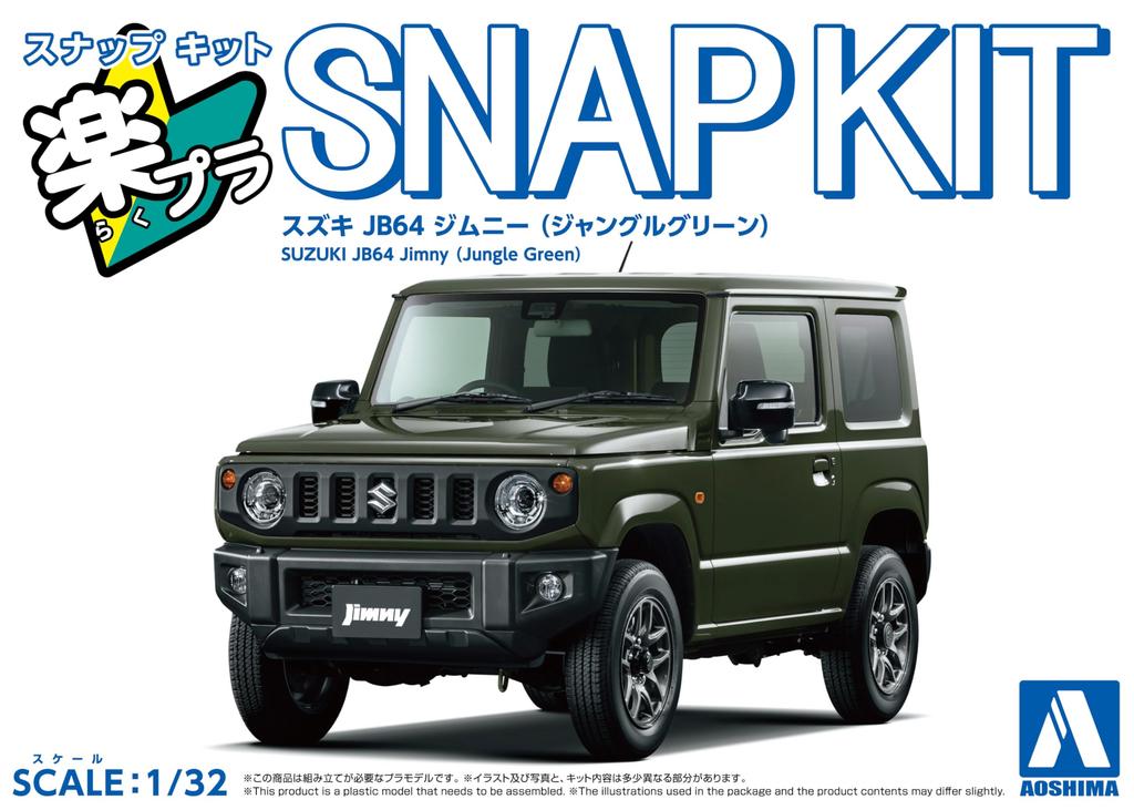 Aoshima Bunka Kyozai Rakupla Kit Snap Suzuki JB64 Jimny Verde Jungle Model de Plastic 1/32 Nr. 09-JG Pre-Colorat (Auto)