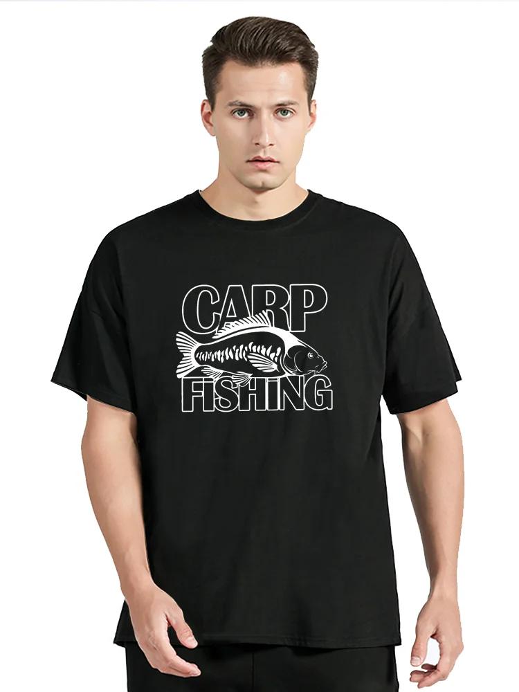 Fisher TShirt For Male Carp Fishing T-shirt Men Cotton T Shirt Clothing Oversized Tees Hip Hop Tops