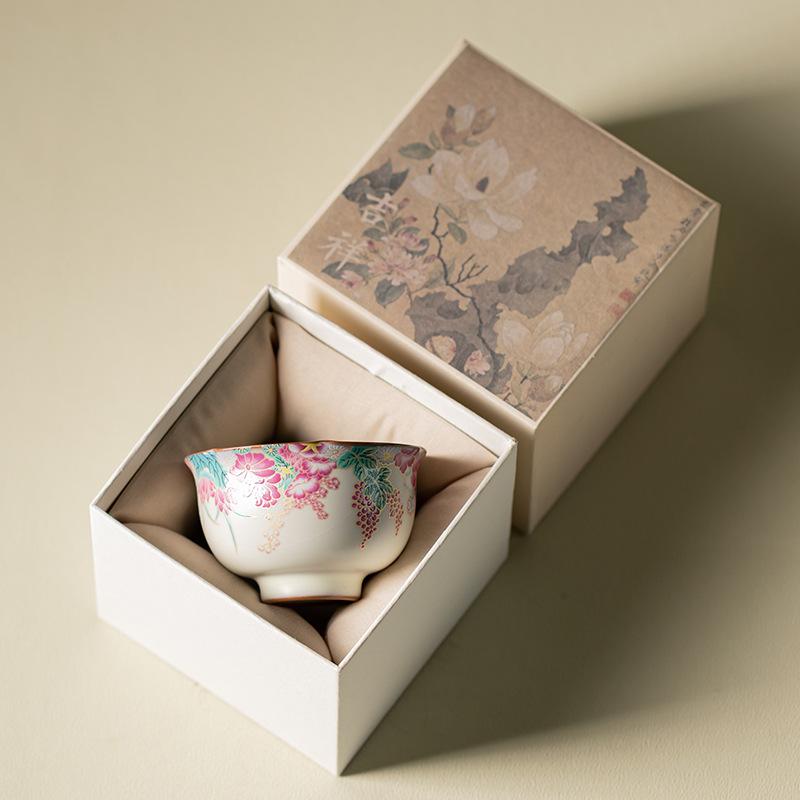Gongfu Tea Master Cup Ceramic Single Tea Bowl Fluted Rim Egg Form for Chinese Tea Ceremony Home Use
