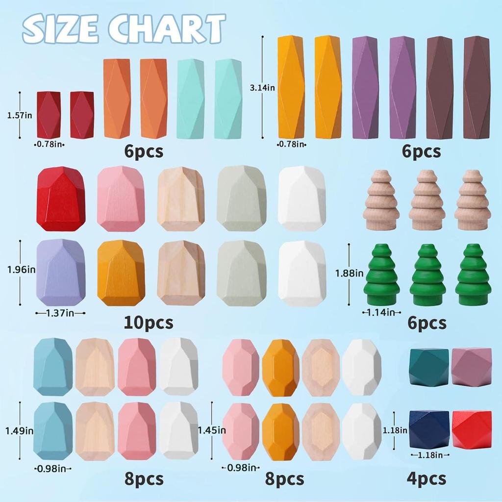 Montessori Stone Stacking Educational Puzzle Blocks for Girls – Early Learning Gift
