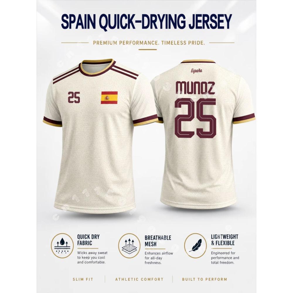 Tricou de Fotbal Stil Spaniol 2026 Vară Bărbați Elasticitate Ridicată Uscare Rapidă Tricou Fotbal Sporturi în Aer Liber Top Fan Tricou Familie Copii