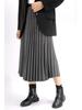 2023 New Wool Blend A-Line Midi Skirt: Pleated, Solid Color, Slimming, Great Drape for Autumn & Winter