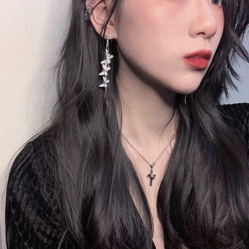Butterfly Earrings, Women'S Long Tassel Temperament, Personality And Thin, Super Fairy Earrings, No Ear Piercings, Ear Clips, Hipster