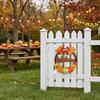Maple Leaf Pumpkin Ornament Autumn Harvest Wooden Wreath Pendant, Front Door Hanging Ornaments with Hemp Rope, Natural Wood Seasonal Sign Pumpkins