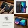 DG.MING For iPhone 15 Anti-Scratch Split Leather Wallet Stand Cover Detachable Magnetic Phone Case Shell