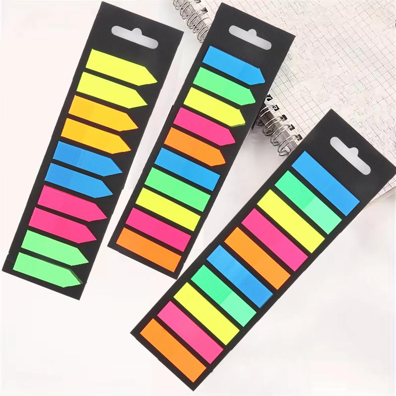 200 Sheets Sticky Notes Notes Index Transparent Fluorescence Memo Pad Post Stickers Bookmarks Notepad School Office Stationery