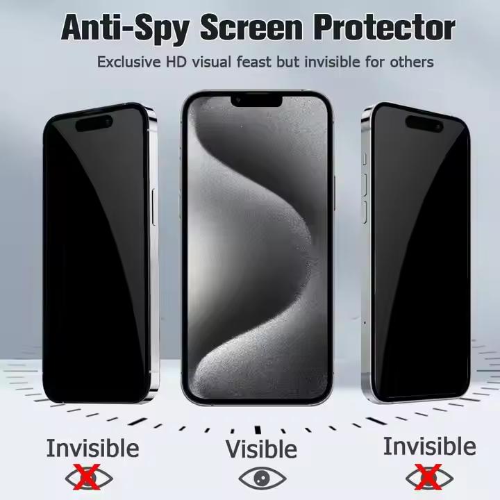 Premium 2.5D Curved Privacy Tempered Glass Screen Protector for iPhone 16 Pro Max 15 14 13 9H Anti-Peeping Glass iPhone 16 Ultra