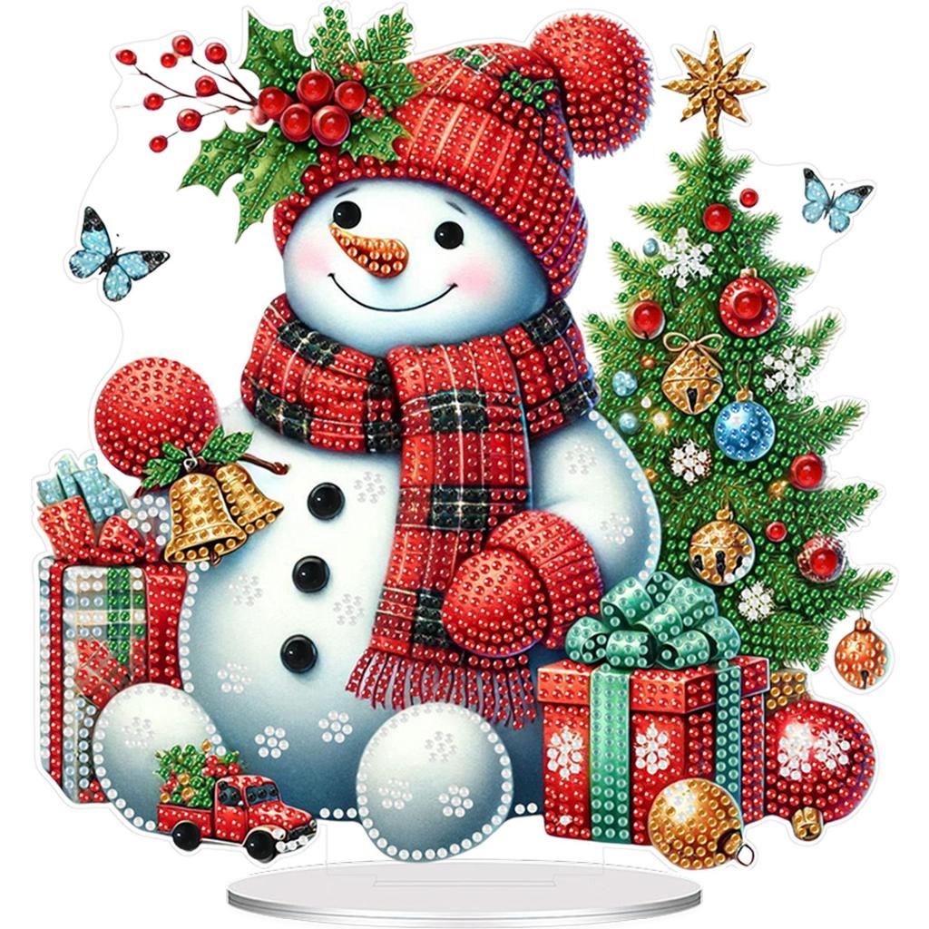 2D Flat Print Xmas DIY Special Shape Table Top Diamond Painting Ornament Kits Desktop Diamond Art Kits Bedroom Table Decoration