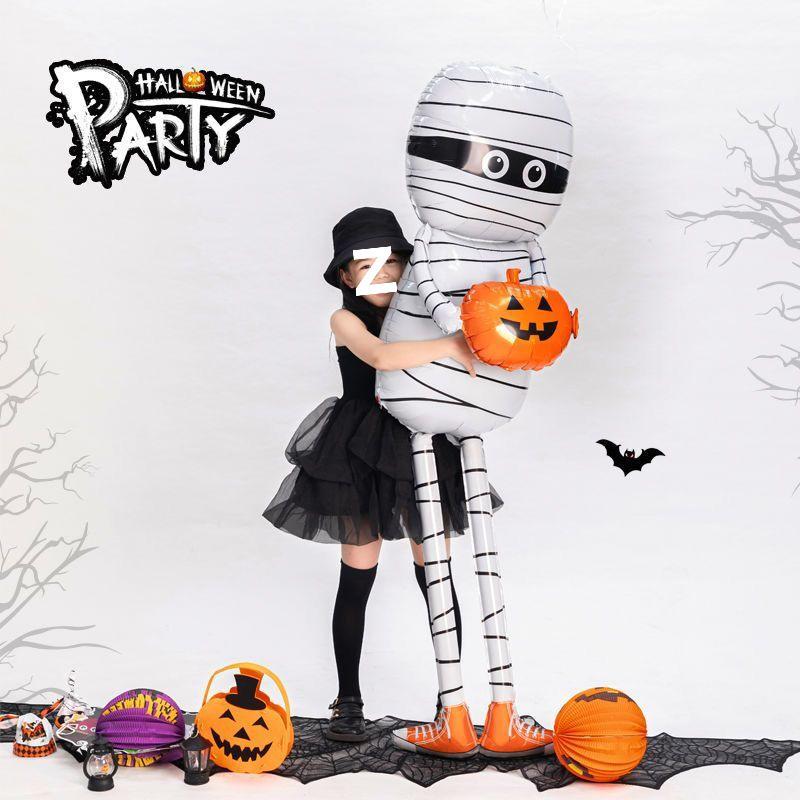 Extra Large Halloween Spider & Pumpkin Decor with Mummy Balloons for Shopping Malls, Kindergartens, Bars