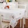 Nappe Coton Blanc Fil Europe Brodé Jupe de Table Couverture Table à Manger Dentelle Fleurie Pastoral Couverture Serviette Table Basse