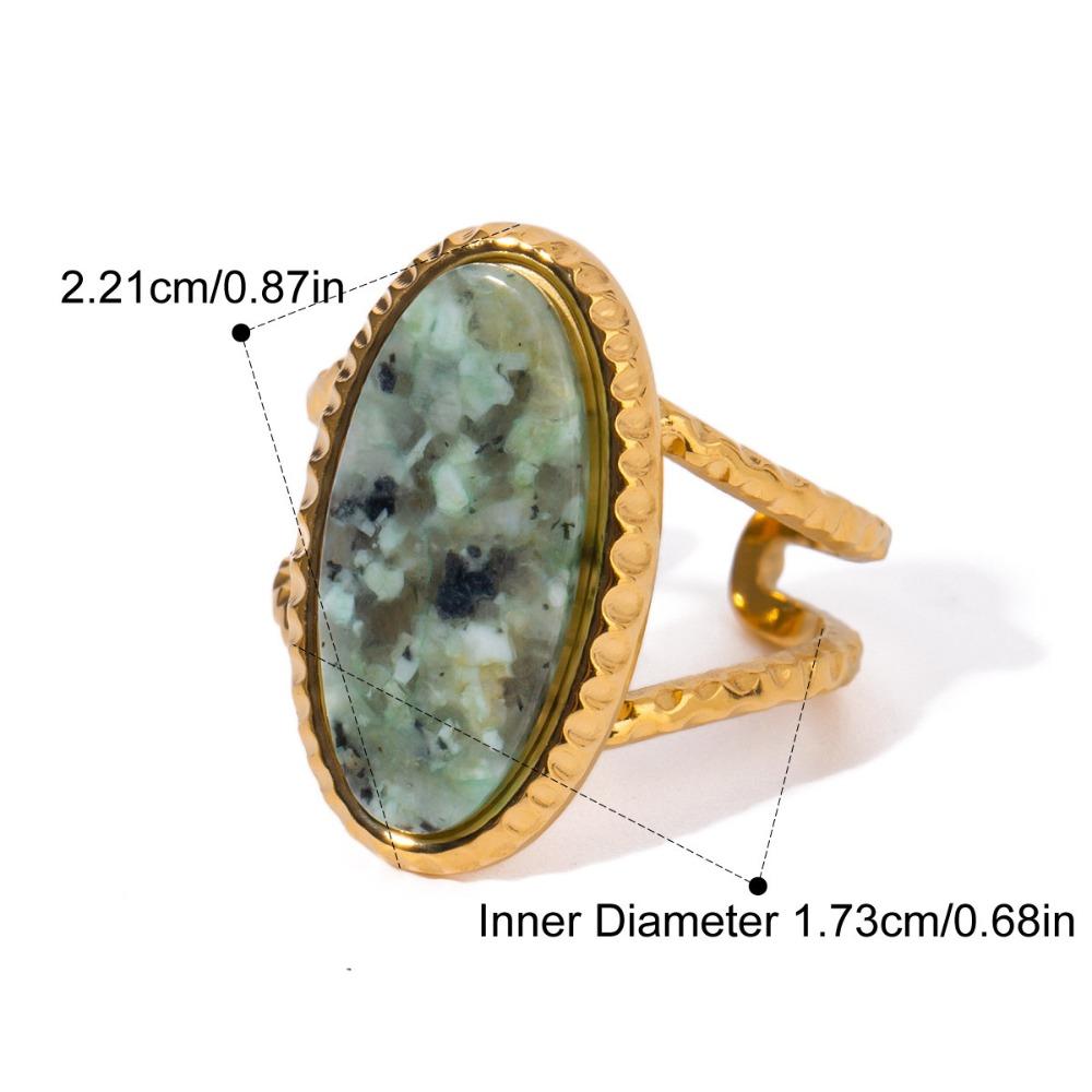 Korean Style Turquoise Metal Ring Geometric Wide Finger Buckle Retro Geometric Open Ring  Women