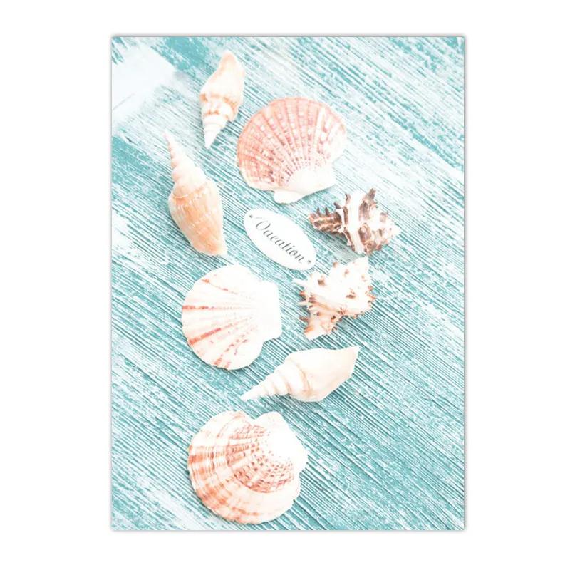 

Морской пейзаж Холст Плакат Серфинг Настенное Искусство Летний Пляж Морской Принт Плакаты с Ракушками Живопись Северные Настенные Картины Декор Гостиной 21x30cm No Framed