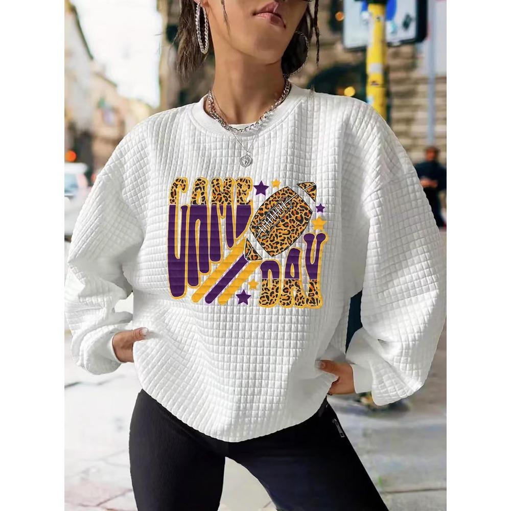 Women s Crew Neck Long Sleeve Sweatshirt Loose Fit Casual Graphic Pullover Top S