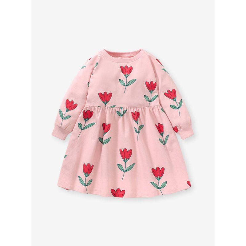 Children's Clothing Girls' Dress Spring and Autum 2023 New Pink Flower Knitted Skirt Baby Girl Princess Skirt
