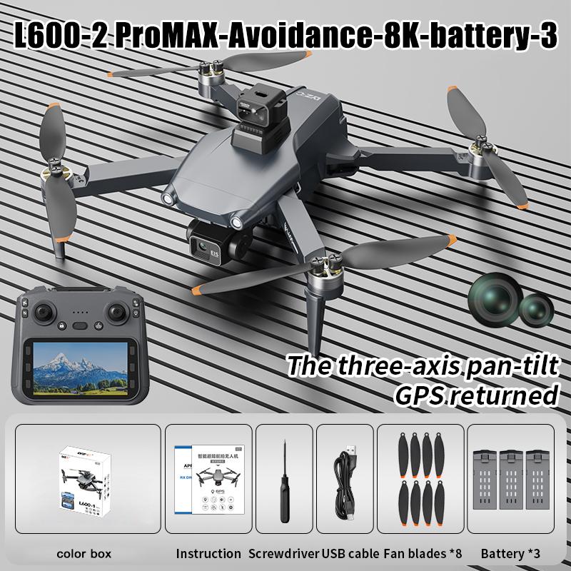 L600 Pro Max with 5G GPS Drone 4.5inch LCD Screen RC Quadcopter Toys 8K HD Camera 3-axis Gimbal LaserObstacle Avoidance Brushless FPV Drones