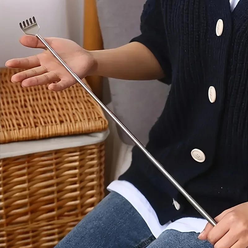 1pc Retractable Back Scratcher, 19.69in Retractable Stainless Steel Itching Tool for Massage, Portable Retractable Itch Artifact