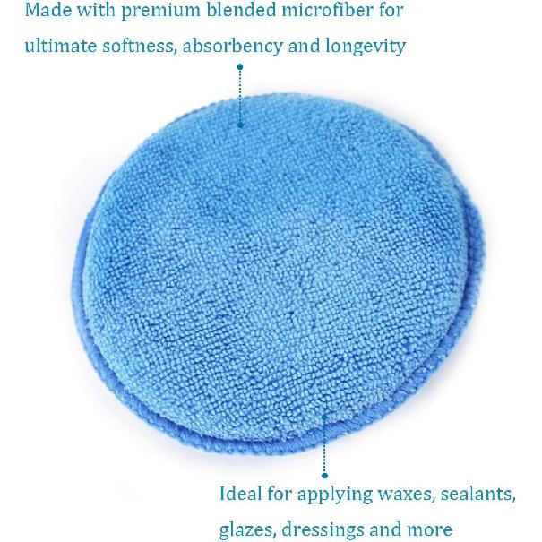 Microfiber Wax Applicator, AutoCare Ultra-Soft Microfiber Wax Applicator Pads With Finger Pocket Wax Applicator For Cars Wax Applicator Foam Sponge