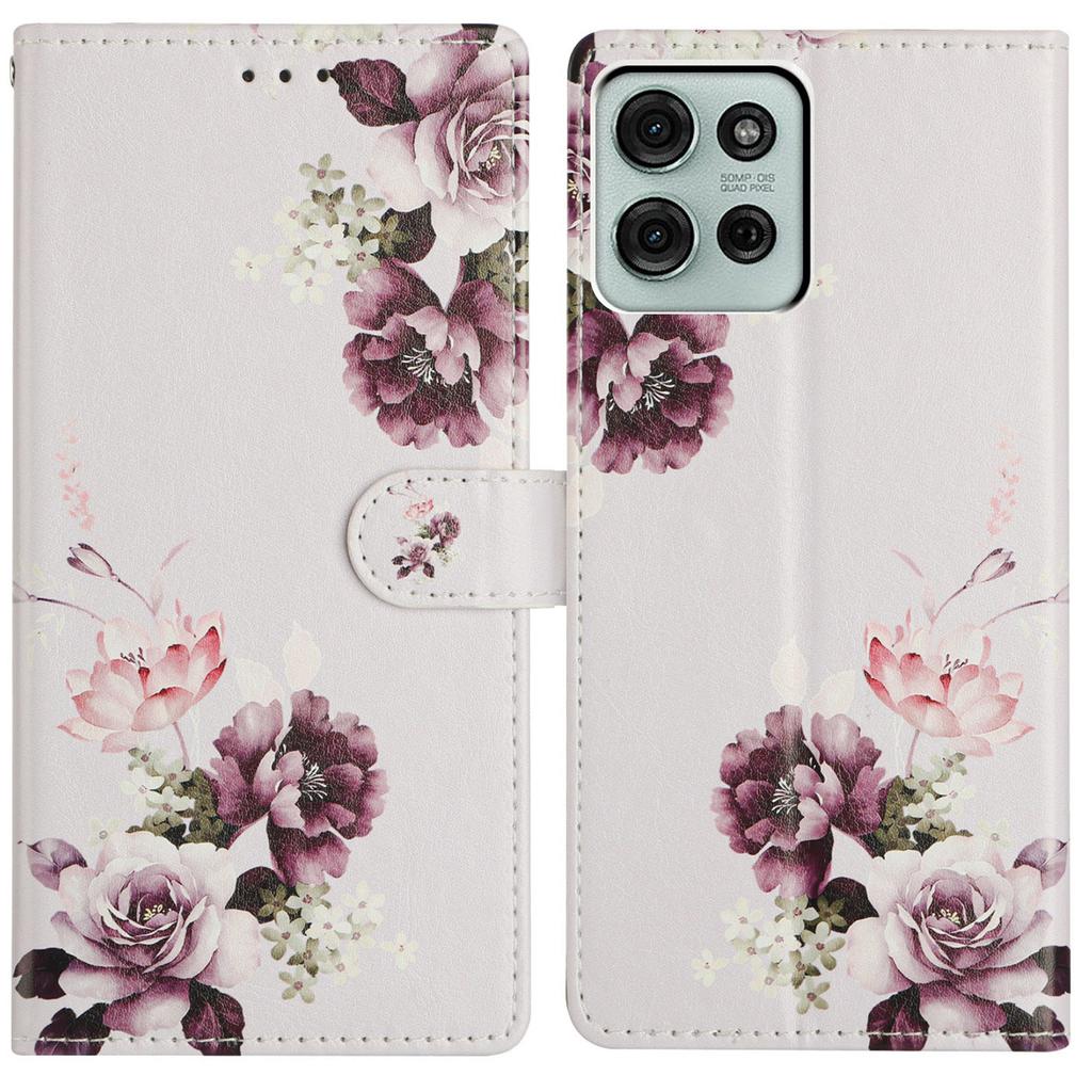 For Motorola Moto G86 5G Case Pattern Printing Wallet Stand Flip Leather Phone Cover with Strap