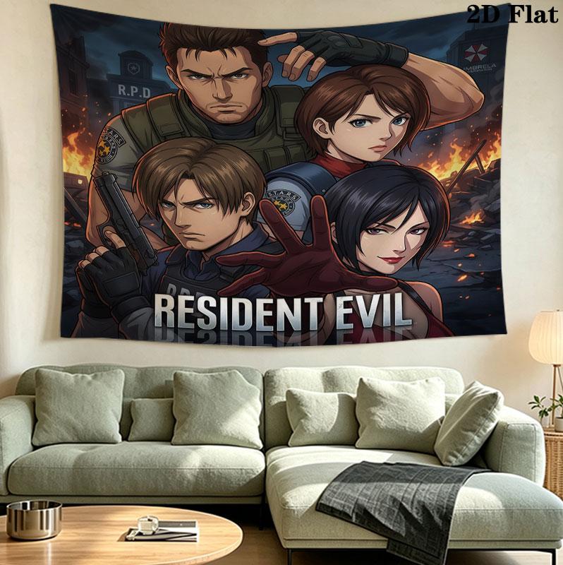 Resident Evil Wall Tapestry Aesthetic Wall Hanging Printed Fabric Blanket Decorative Tapestries For Bedroom Living Room Home Decor