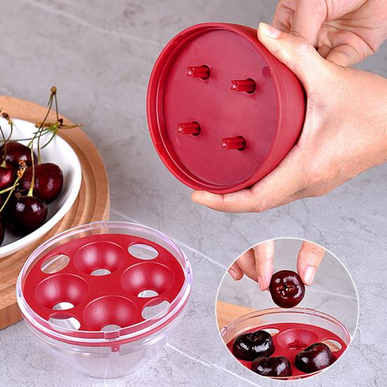 4-Hole Cherry Pitter Baking Fruit Pit Remover for Cherries Plums Multi-Functional Fruit Pitting Tool