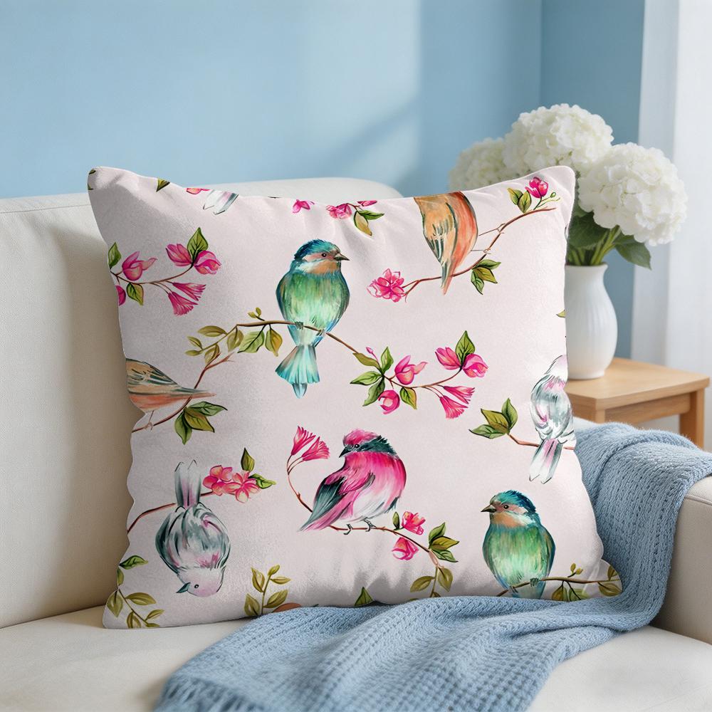 Lovely Bird Retro Cushion Cover Square Pillow Bedroom Sofa Leisure Comfort Living Room Home Decoration X