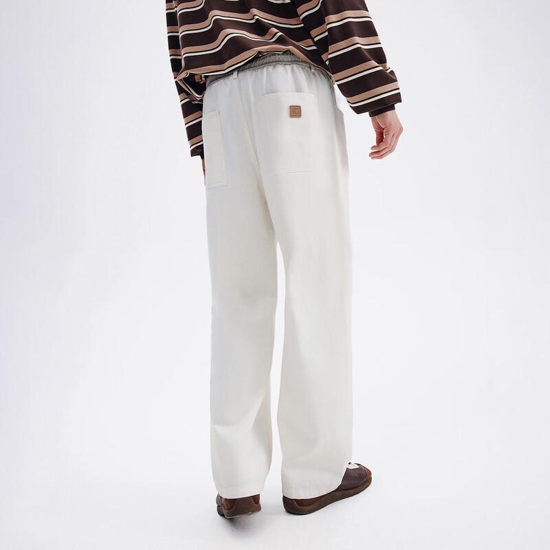 NVG·YOUNG Loose Fit Pure Cotton Curved Leg Drawstring Jeans