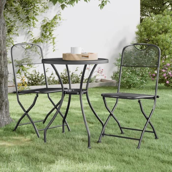 VidaXL Chaises pliables de jardin 2 pcs Maille métallique Anthracite 317338