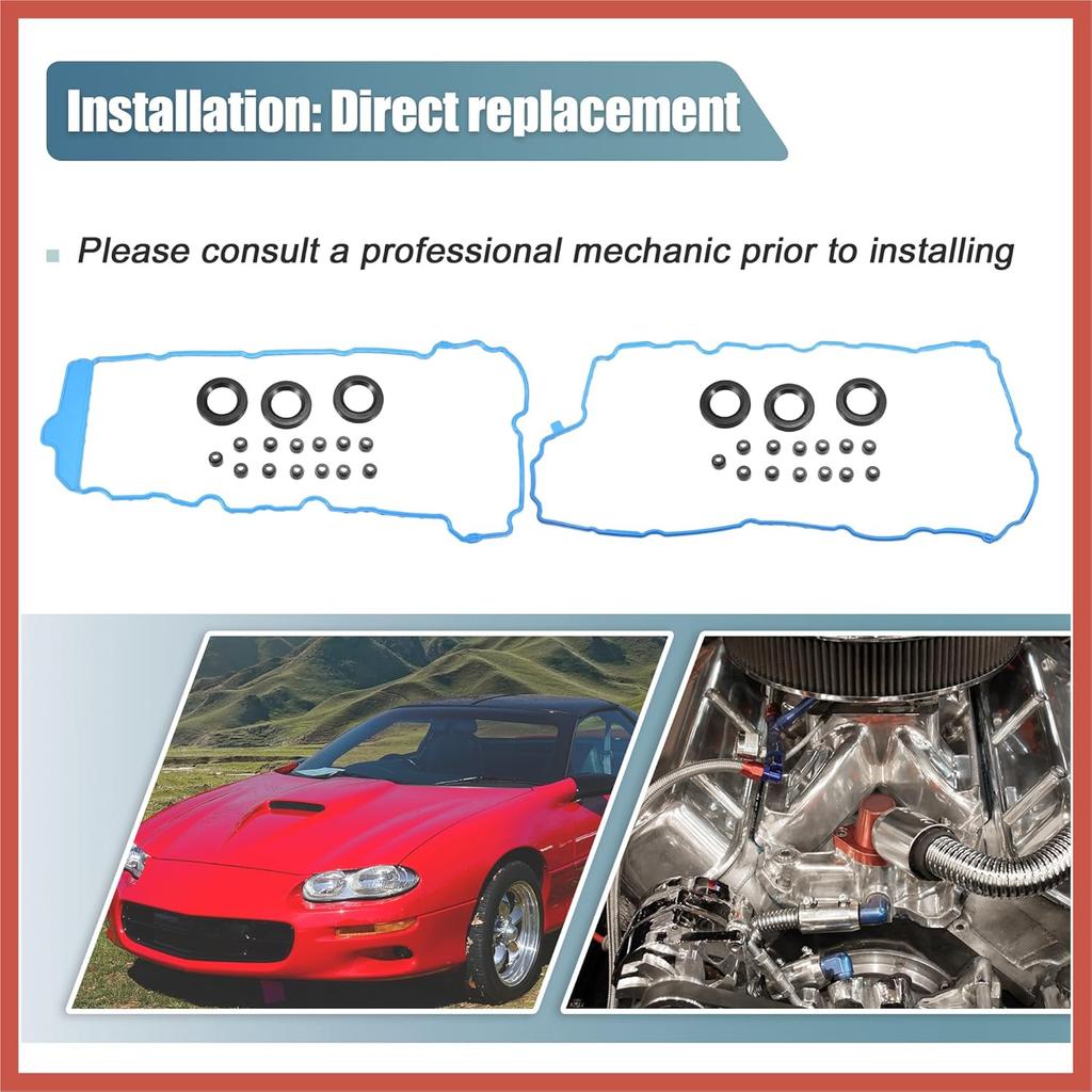 ACROPIX Engine Valve Cover Gasket Seal Set with Grommets VS50808R Rubber for Cadillac CTS SRX for Chevrolet Captiva for Buick Enclave Car Parts