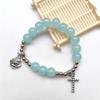 Glass Beaded Bracelets Cross Stretch Bracelets Wristband for Woman Daily Wear