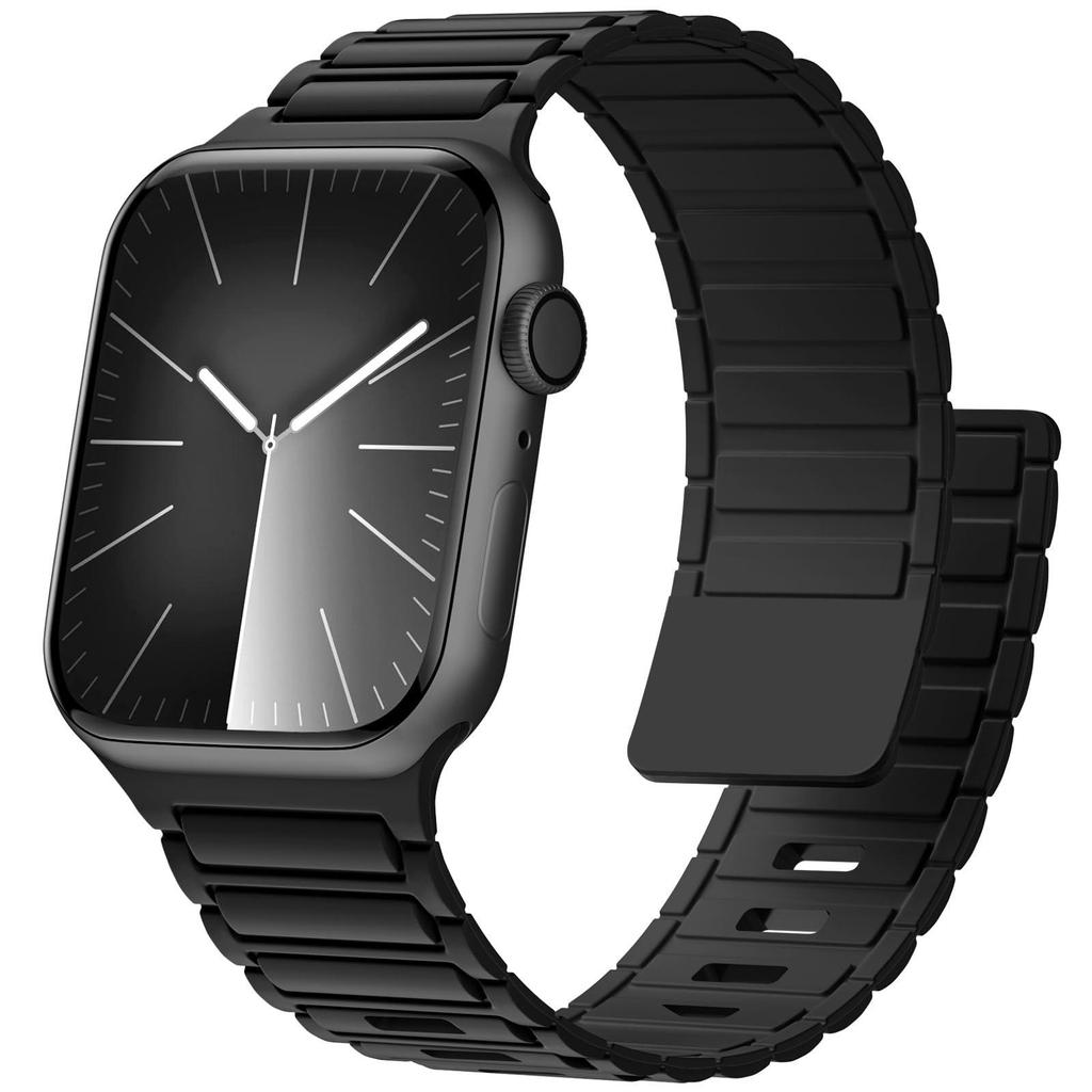 Strong Magnetic Silicone Strap for Apple iWatch S11 - Ultra Secure Three-Bead Buckle