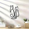 Modern Metal Cat Wall Art Minimalist Line Design Geometric Animal Decor Love Theme