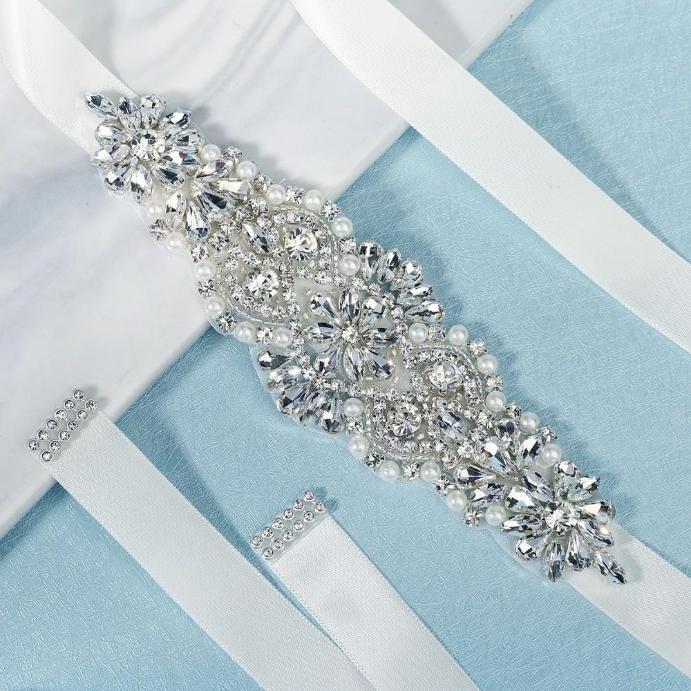 Silver Bridal Belt Long Bridal Sashes Sweet Wedding Belt Wedding