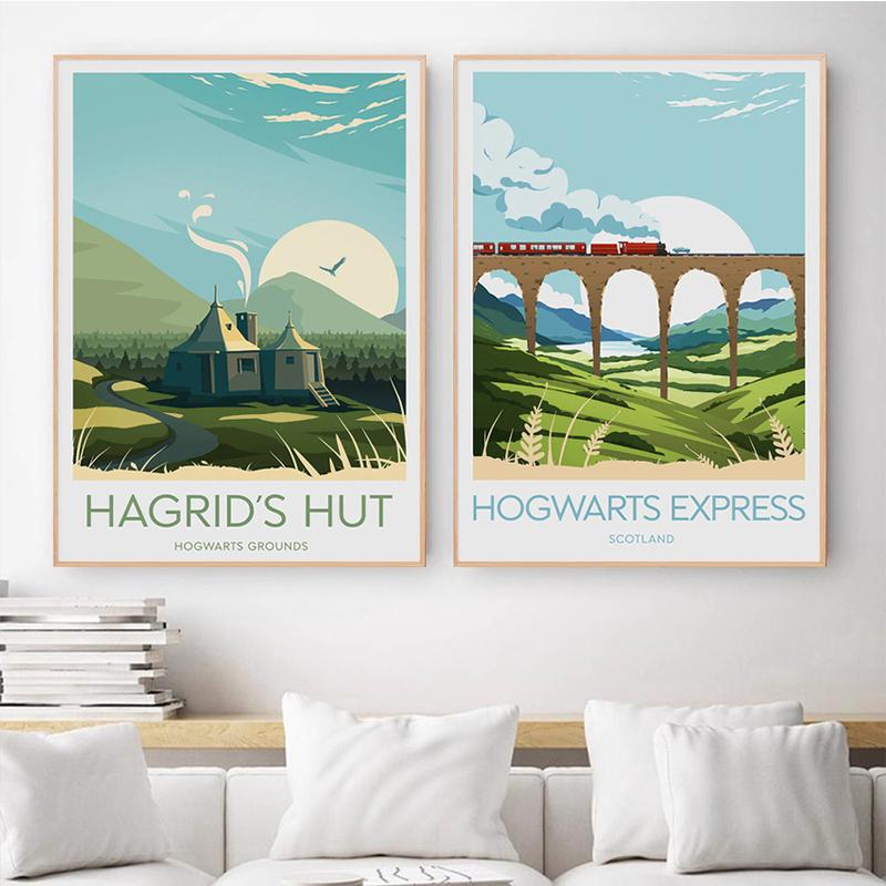 Film Hogwart Castelul Postere și imprimeuri Castelul Lac Soare Pânză Pictură Abstracte Poze pentru camera copiilor Decorare acasă Artă de perete