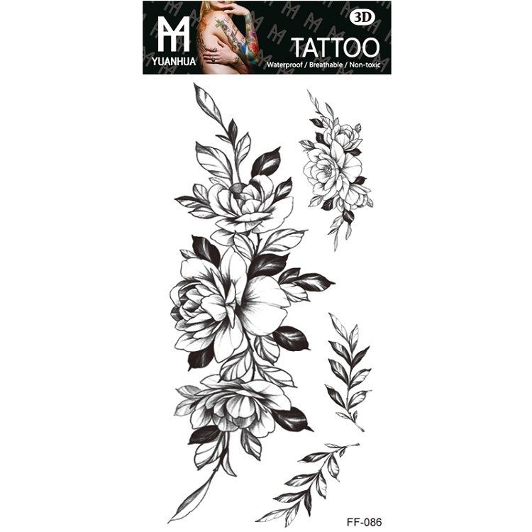 Plain Flower Bohemian Blue Rose Mermaid Waterproof Tattoo Sticker Simulation Water Transfer Sample Sticker